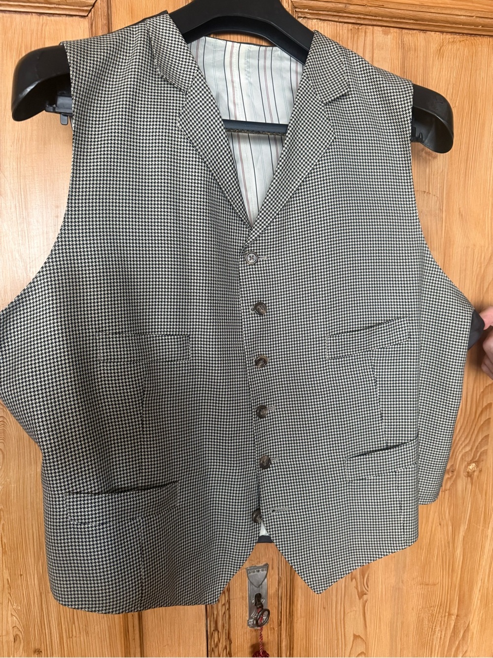 Vintage Polo Ralph Lauren Silk Houndstooth Vest in Black & White